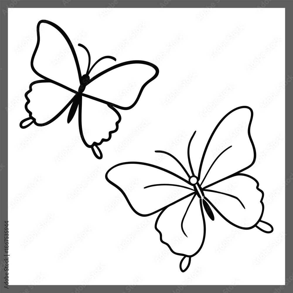Fototapeta premium Artistic Butterfly Line Drawing Set