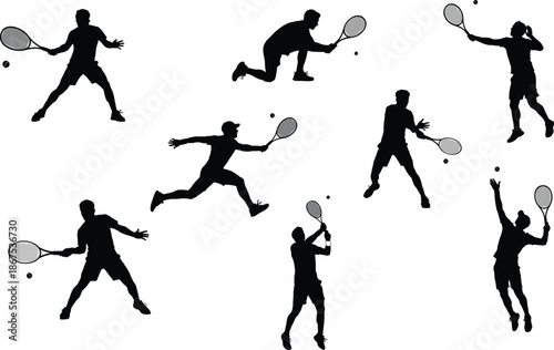 Tennis Silhouette Pack – Dynamic Black Player Action Poses Collection