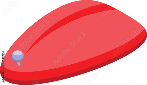 Red fuel tank cap with a visible filling point, isolated on white background