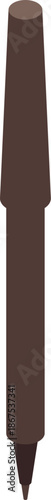 Simple brown pen standing upright, viewed in isometric projection against a clean white background