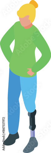 Confident young woman standing with prosthetic leg, demonstrating resilience and adaptation to physical challenges