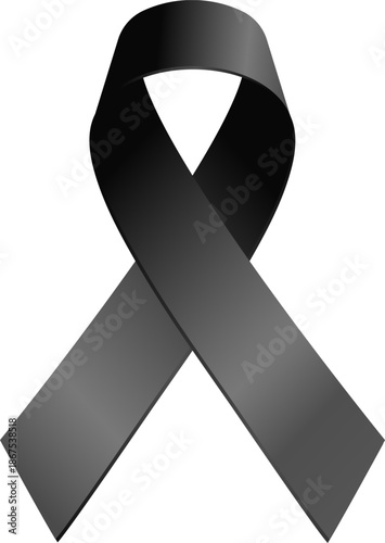 A black ribbon symbolizing mourning remembrance or support for a cause