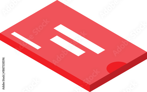 Isometric red loyalty card symbolizing customer rewards and shopping benefits
