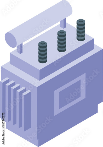 Electric transformer distributing electricity, isometric view of power equipment