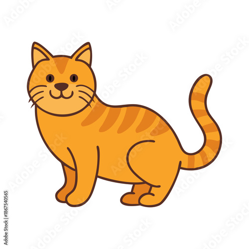 Cute Cartoon Orange Cat Illustration on Transparent Background