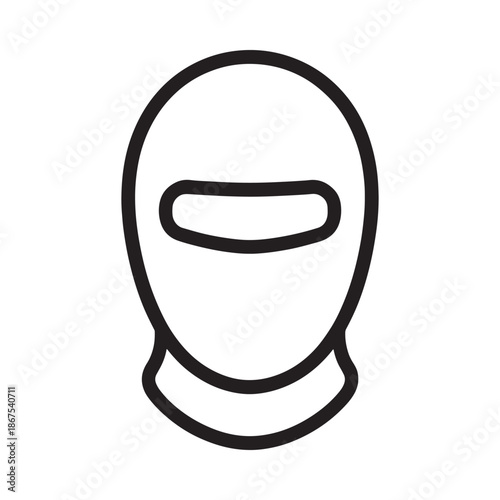 Simple black and white line drawing of a balaclava or ski mask
