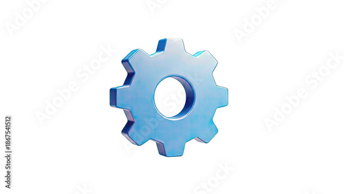 Blue Gear Icon Isolated on White Background