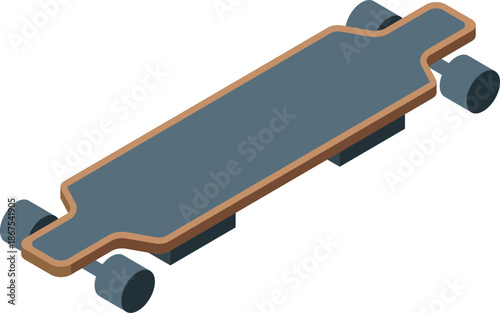 Electric longboard isolated on white background, representing sustainable personal mobility in urban environments