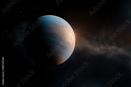 Illustration d'une planète errante devant la Voie Lactée.