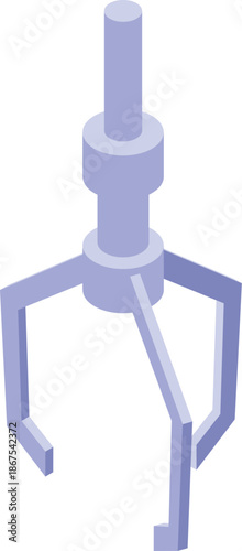 Industrial robotic claw is grabbing something with three fingers