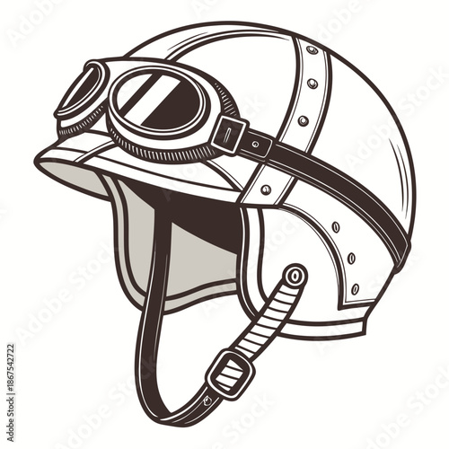 Vintage pilot helmet with goggles