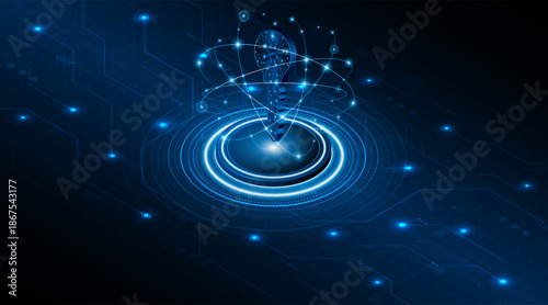 technology circuit board key icon. Cyber ​​data security and privacy concept. modern technology innovation concept background