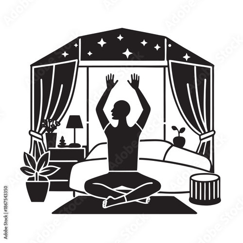 Cozy Bedroom Morning Routine And Preparation Silhouette