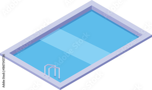 Private rectangular swimming pool with metallic ladder inviting a relaxing swim