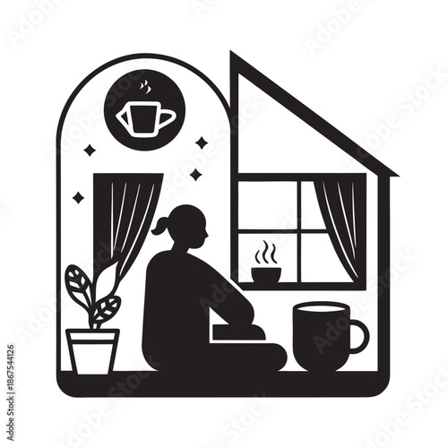 Home Coffee Morning Cozy Routine Silhouette