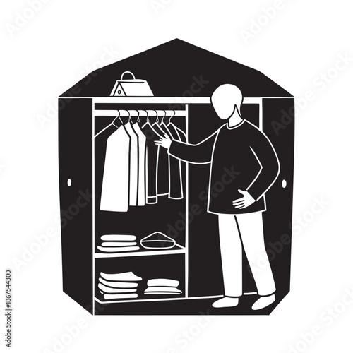 Organizing Closet Cozy Home Daily Routine Silhouette