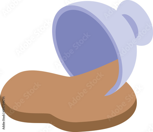 Liquid foundation makeup is spilling from an overturned container, creating a puddle of beauty product