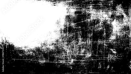 Black and white distressed grunge overlay texture vector. Abstract pattern of monochrome dirty pattern with ink spots, cracks, stains creative design.
