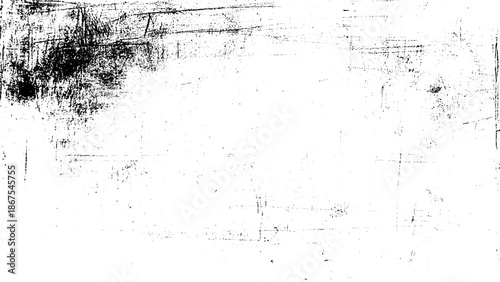 Black and white distressed grunge overlay texture vector. Abstract pattern of monochrome dirty pattern with ink spots, cracks, stains creative design.