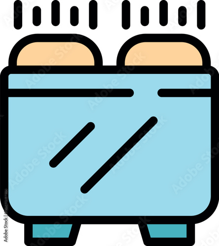 Hot toaster toasting two slices of bread for breakfast