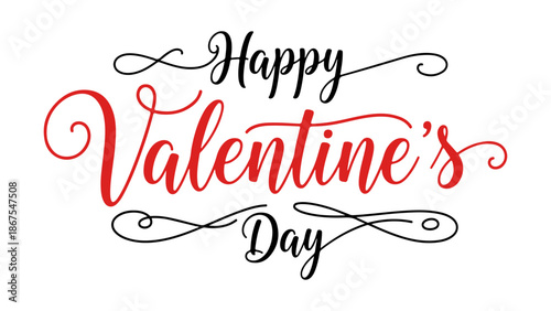 Happy Valentine's Day greeting text, beautifully crafted in elegant script font, perfect for expressing love and affection