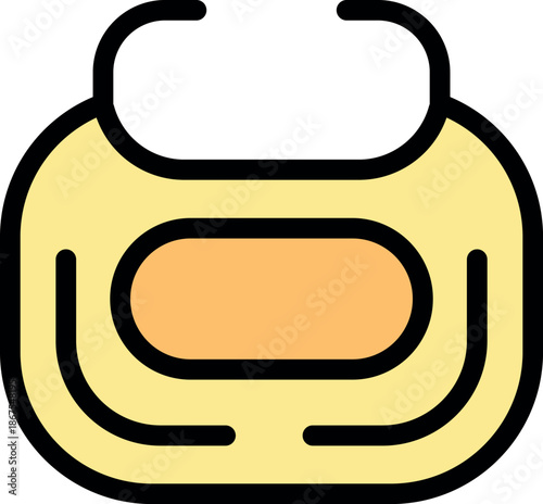 Baby bib icon representing mealtime protection for infants, symbolizing childcare and preventing messes on clothing