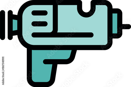 Retro futuristic ray gun firing energy beams, perfect for space adventures and science fiction projects