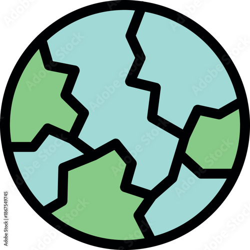 Fragmented earth globe symbolizing environmental damage, climate change, and global crisis