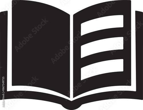 Simple black and white icon depicting an open book with visible pages