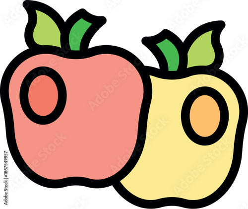 Two colorful apples represent healthy eating and natural freshness