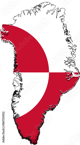 Greenland Map Silhouette in National Flag Colors - Scalable Vector Graphic.