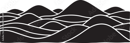 Minimalist Black and White Mountain Landscape Illustration