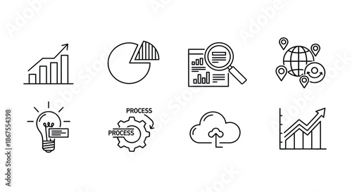 Business analysis and process improvement icons Vector