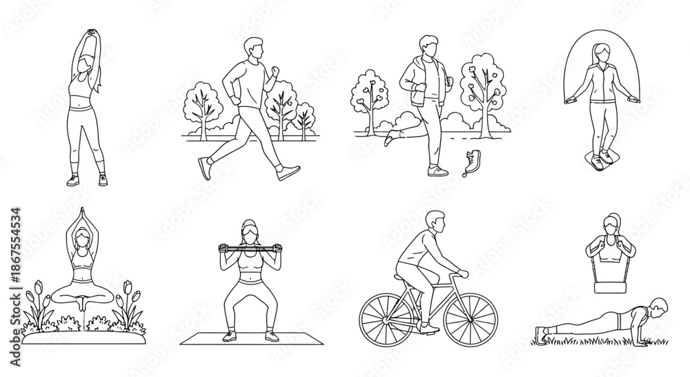 Fototapeta premium Various forms of physical exercise Vector