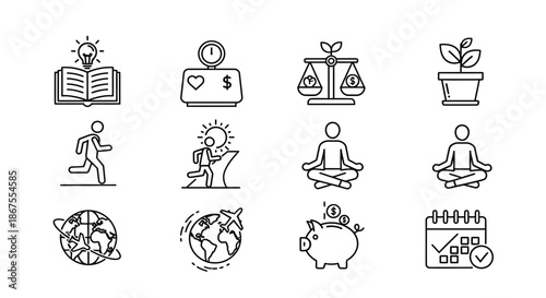 Illustrations of personal growth and wellness Vector