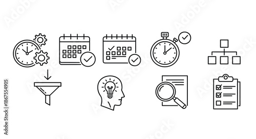 Project management and innovation icons Vector