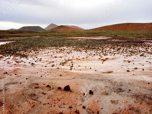 Photography Volcanic landscape muddy from torrential rains