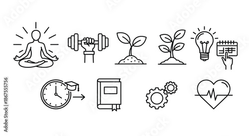 Holistic wellness and productivity icons Vector