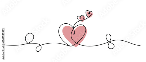 Continuous Line Heart Valentine Illustration