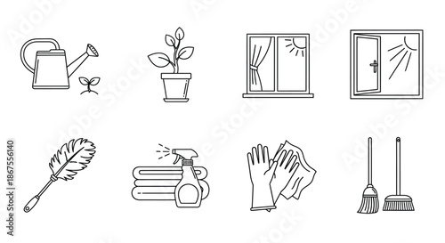 Essential household cleaning tools Vector