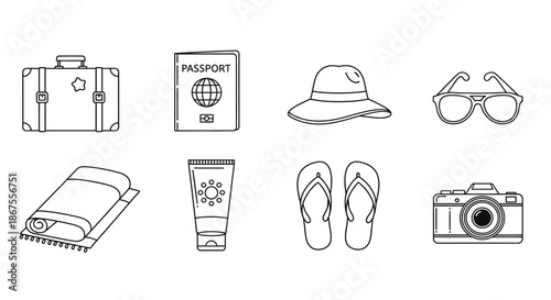 Essential travel accessories Vector