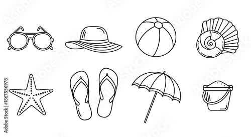 Beach essentials for a perfect day Vector
