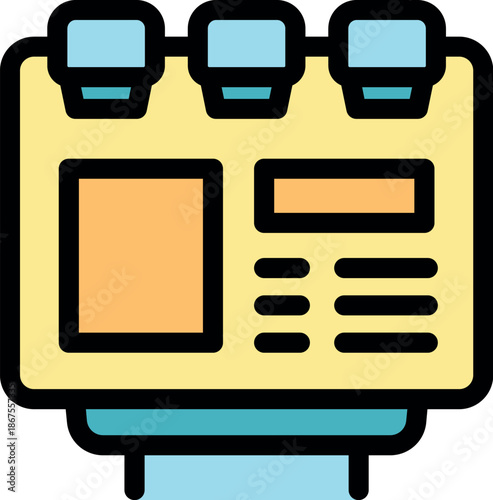 Electronic scoreboard displaying results, statistics, and other information, illuminated by spotlights