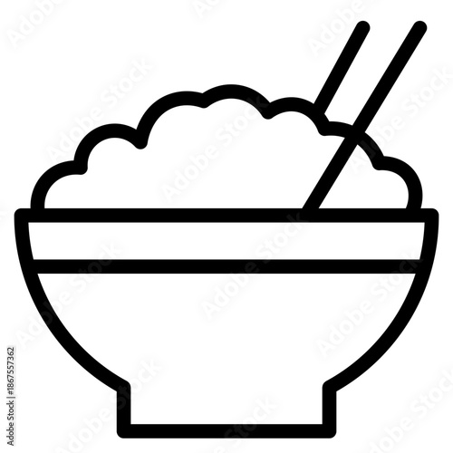 Rice bowl icon vector illustration, of chinese icons, chinese new year, asia, China related, coins, piece, bamboo, gate, lattern, amulet, kumquat, calabash, drums, tea pot, flowers,