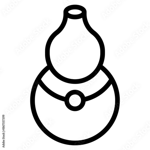 Calabash icon vector illustration, of chinese icons, chinese new year, asia, China related, coins, piece, bamboo, gate, lattern, amulet, kumquat, calabash, drums, tea pot, flowers,