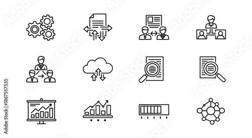 Technology and data analysis icons Vector