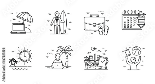 Illustrations of various activities and items Vector