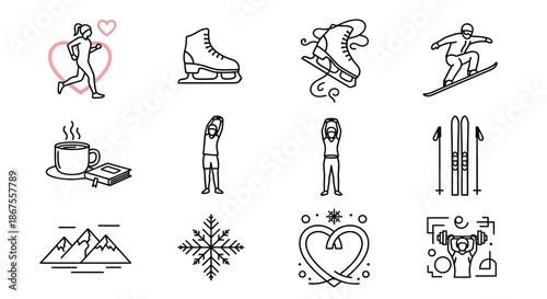 Winter activities and symbols Vector