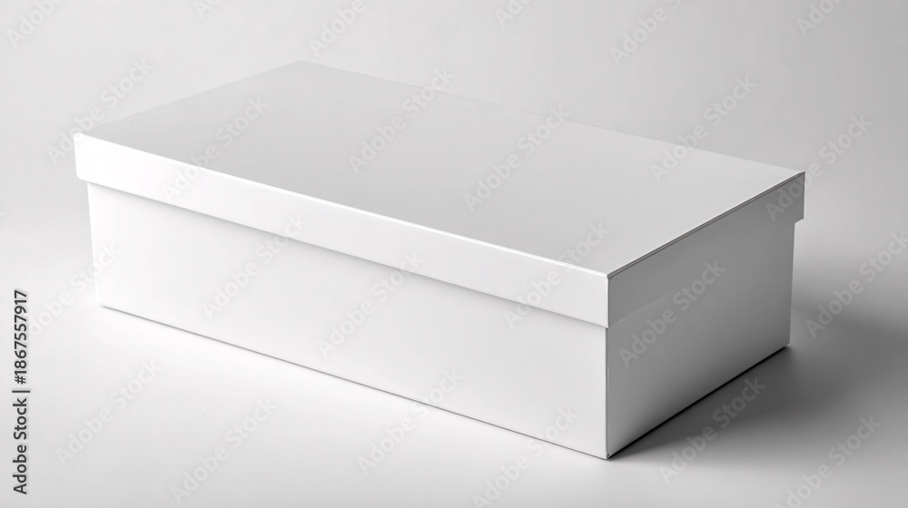 Naklejka premium Minimalistic white rectangular box on clean white background with soft lighting