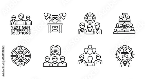 Icons representing business and teamwork concepts Vector